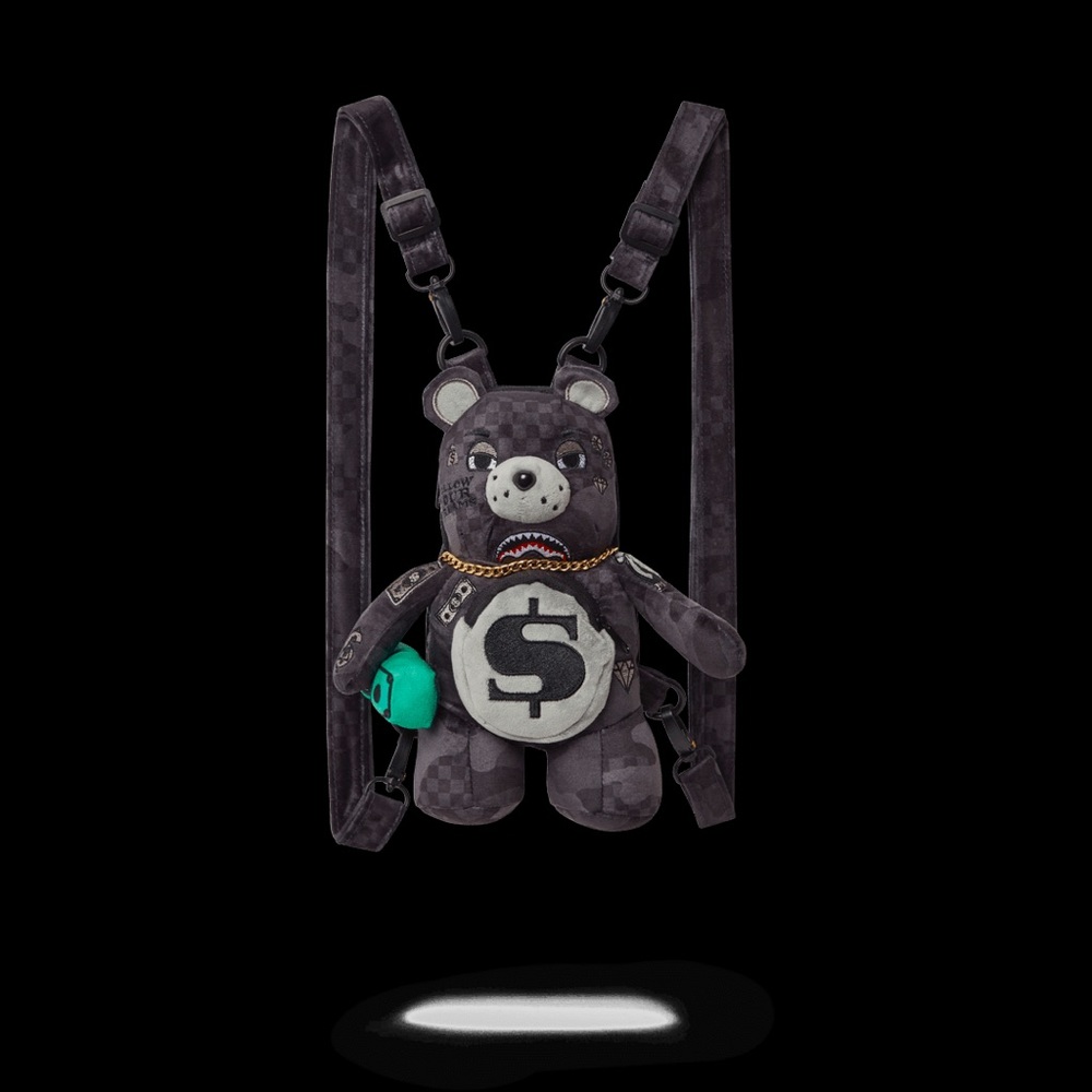 Sprayground BEAR CUB BACKPACK - 3AM NEVER SLEEP in Gray Brand New